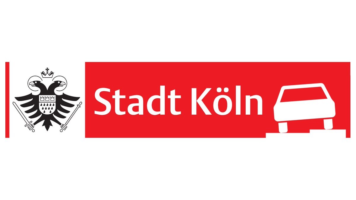 Verändertes Logo der Stadt Köln. Rechts wurde ein halb auf dem Fußweg parkendes Auto zugefügt.