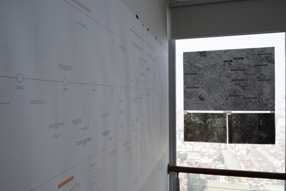 More of the same, but with different material. Left side: part of a timeline, left side: overview of industrial sites in Northern Vietnam with the backdrop of Hanoi. There's also a flip-book using Google Earth histories to trace transitions
