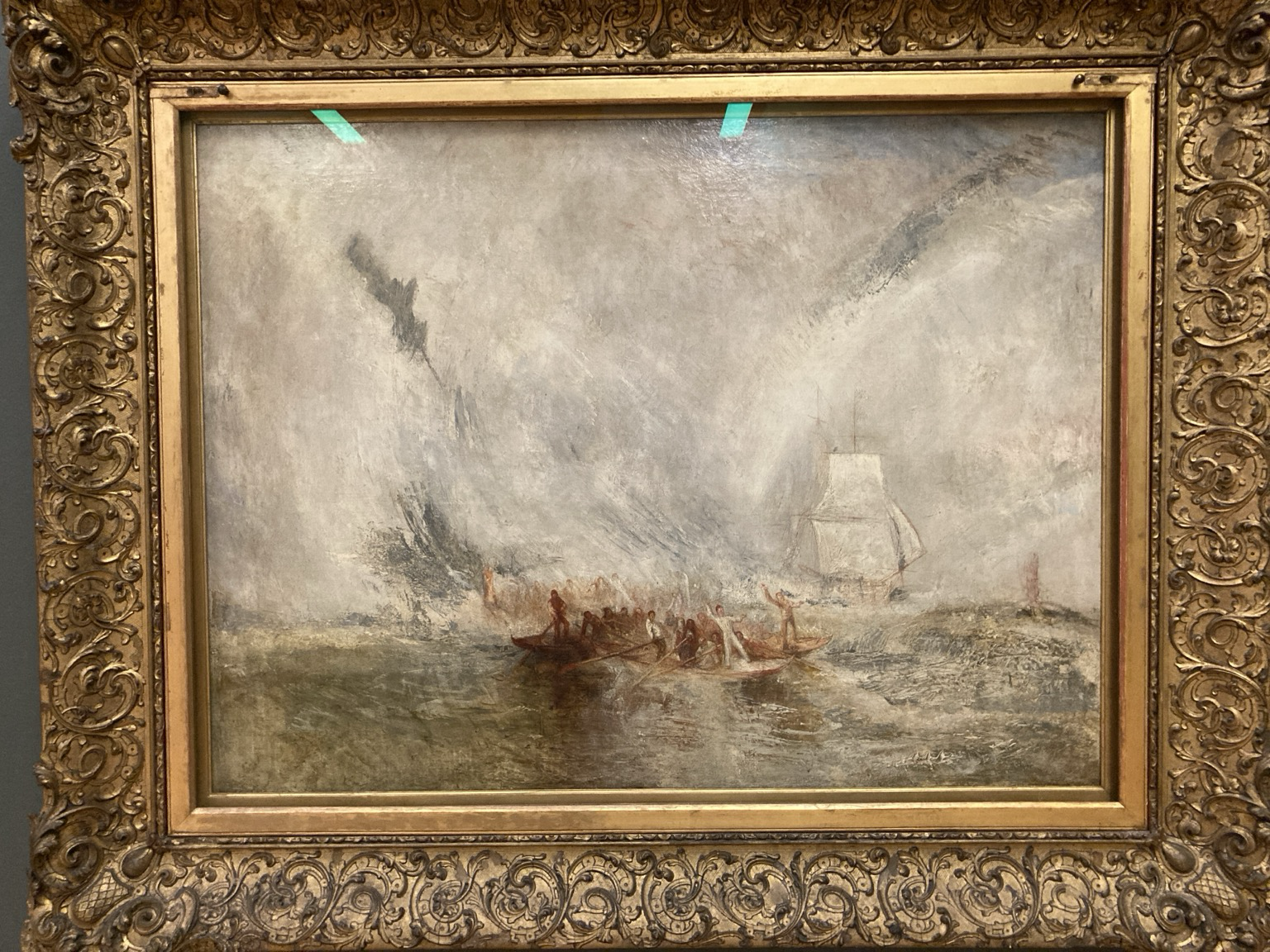 Late, expressionist style: whaling harpooners trying to kill whales despite floppy arms