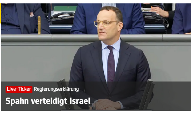 Live-Ticker - Regierungserklärung - Spahn verteidigt Israel 