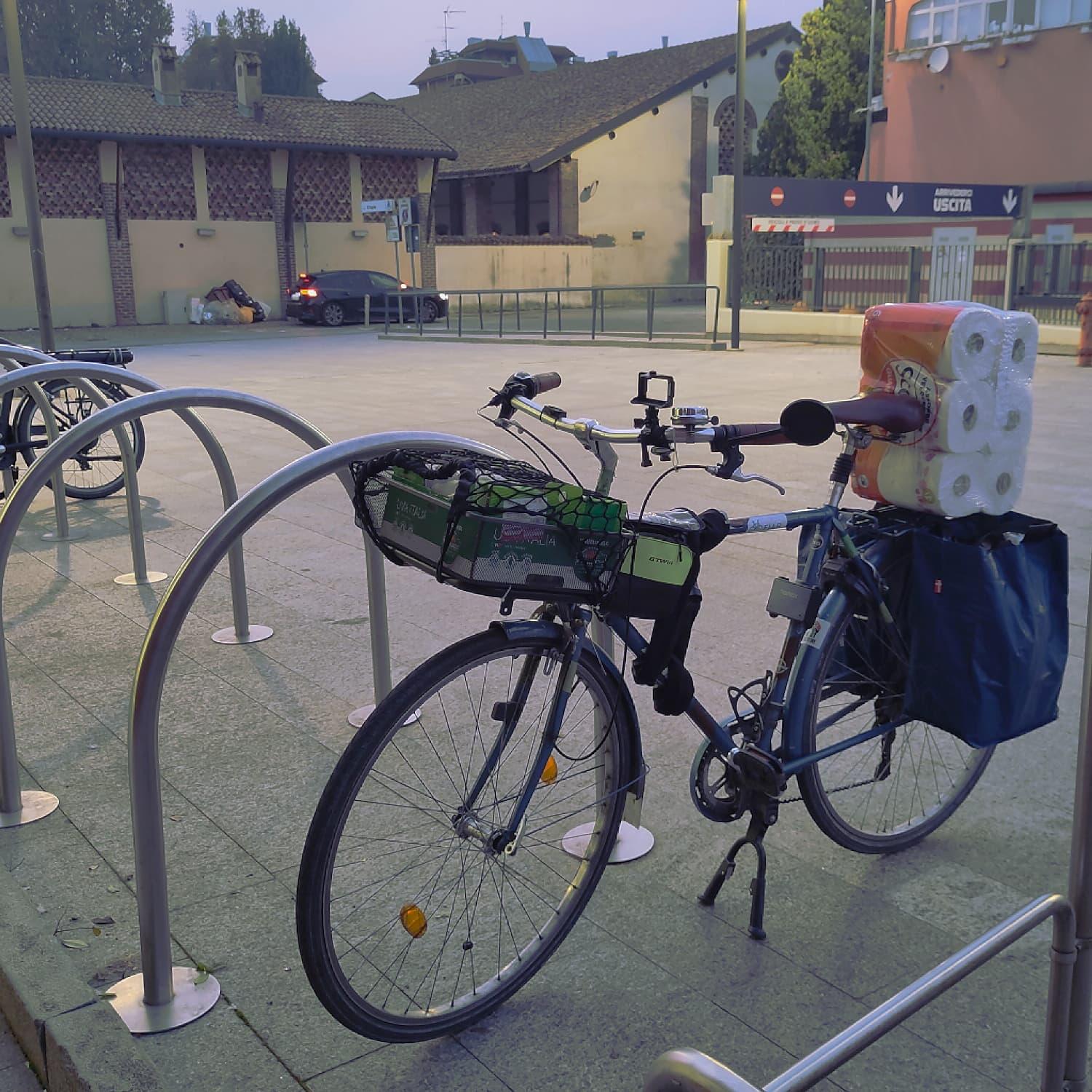 My bike full of groceries