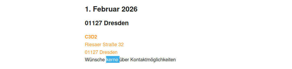Screenshot eines Ausschnitts der verlinkten Seite. Die letzte Zeile lautet:

"Wünsche kerne über Kontaktmöglichkeiten"

Das falsch geschriebene Wort "kerne" ist hervorgehoben.