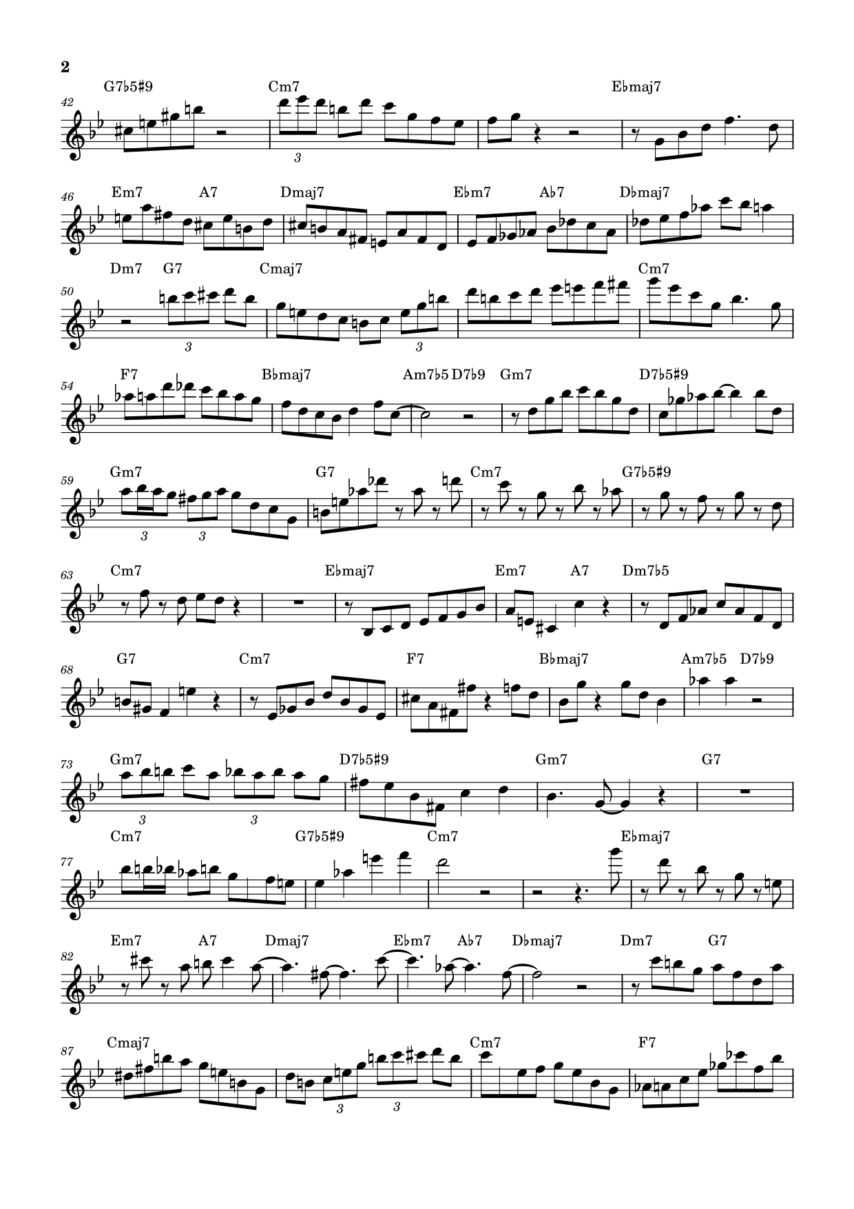 Sheet music of Chris Potter's solo on Airegin