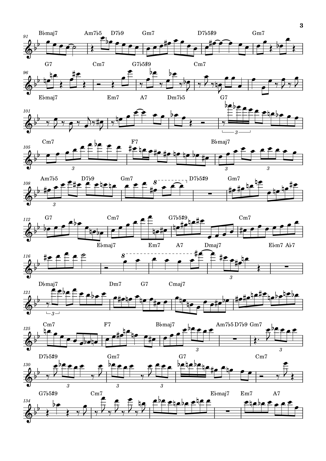 Sheet music of Chris Potter's solo on Airegin