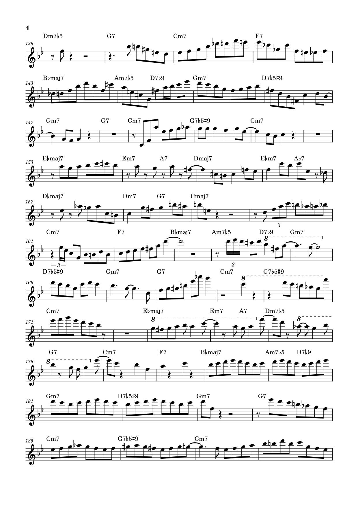 Sheet music of Chris Potter's solo on Airegin