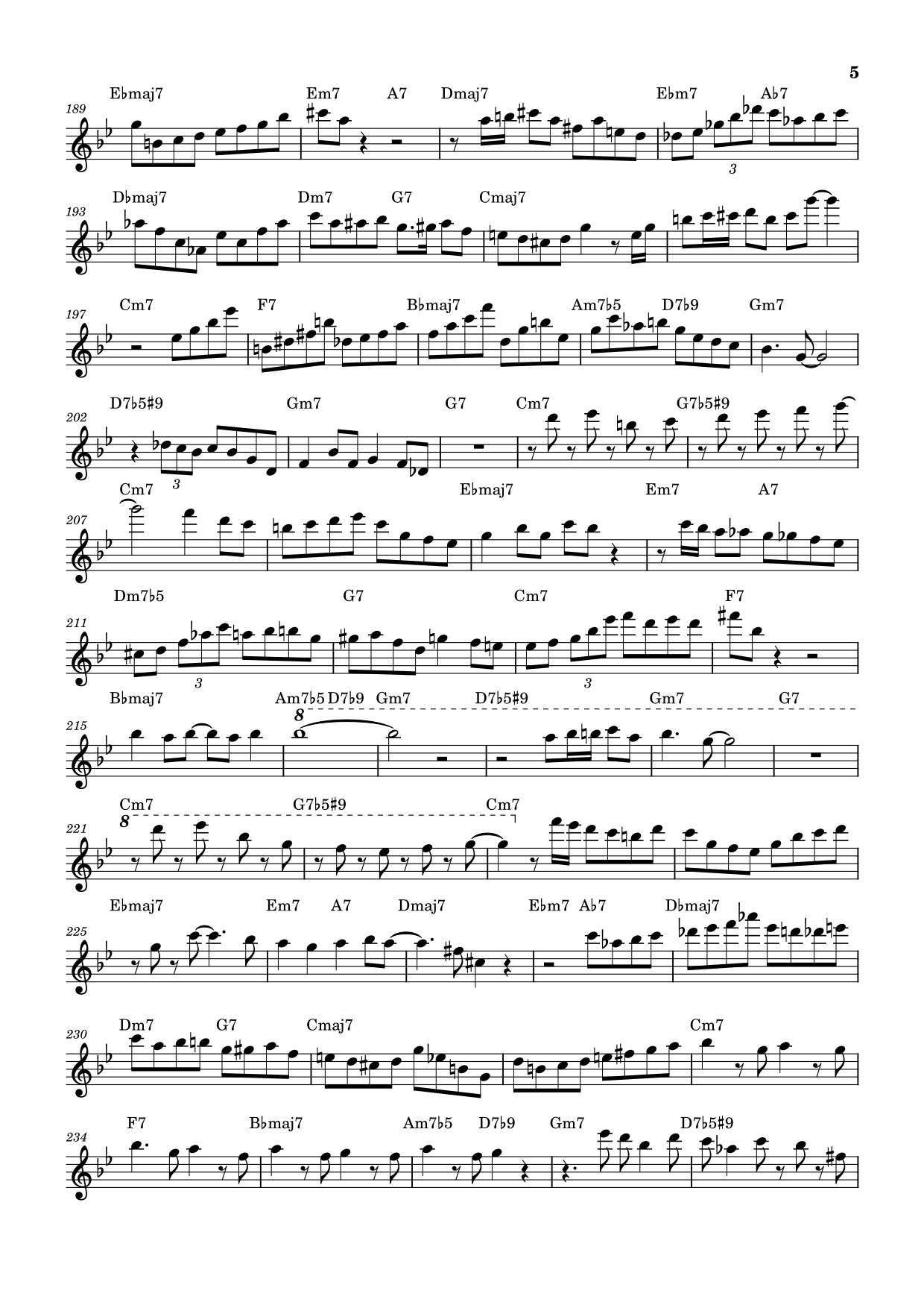 Sheet music of Chris Potter's solo on Airegin