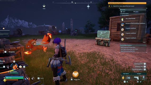 Foxparks flying in front of the furnace in Palworld