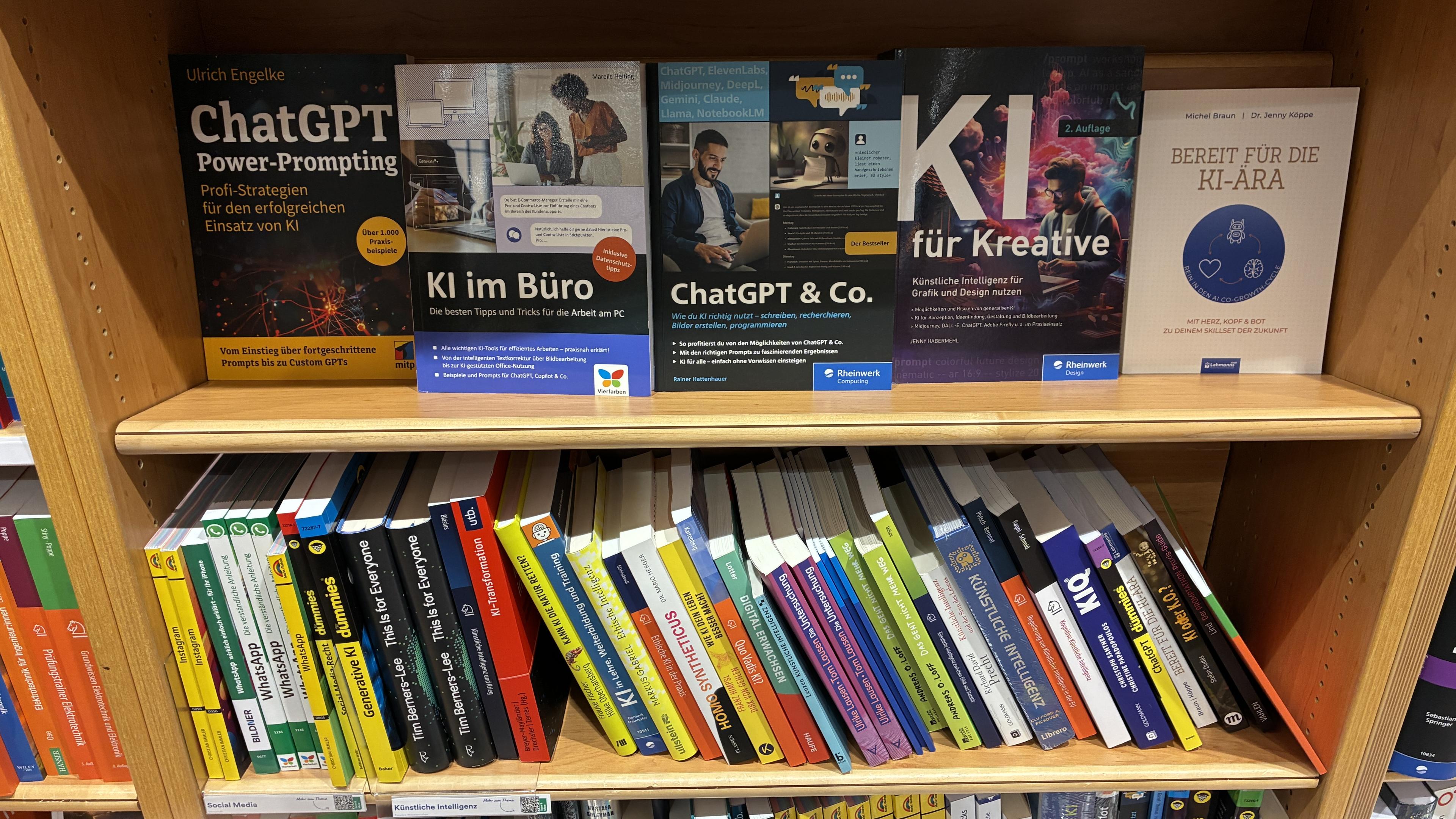 Buchladen-Regal mit KI-Literatur (1)