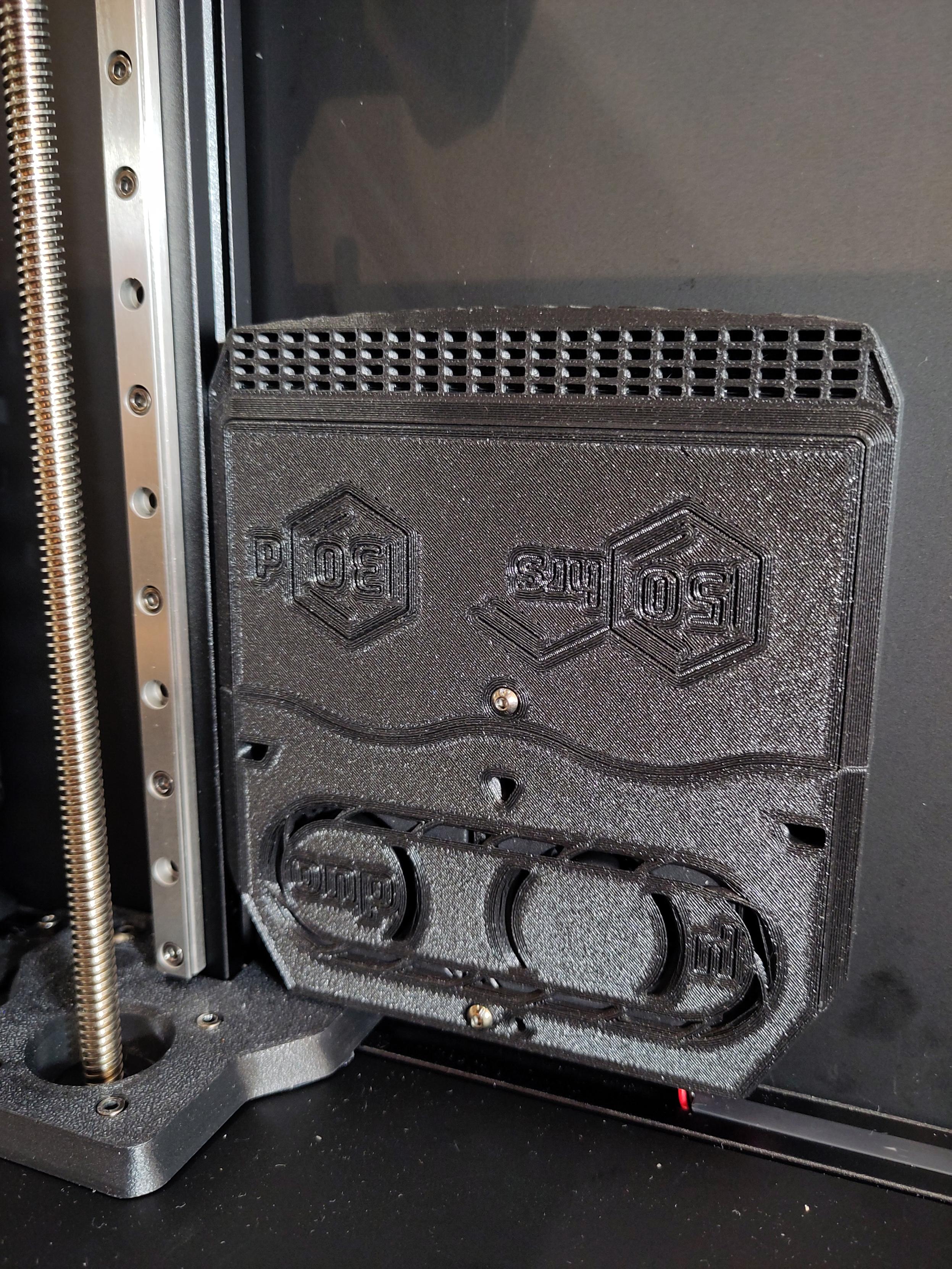 Nevermore V5 Duo activated carbon filter installed on the back of a Voron Trident.