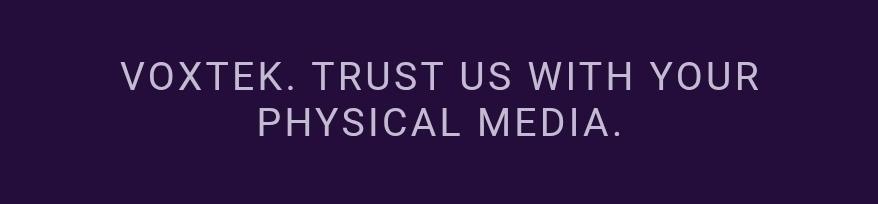 Screenshot from a snippet of a Hazbin Hotel merch mail saying: "VoxTek. Trust us with your physical media."
