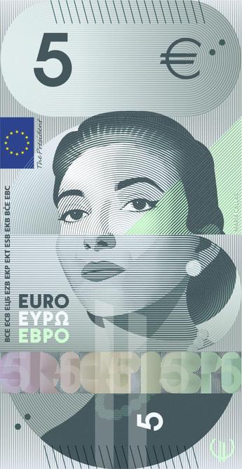 Front side of the future 5€ banknote according to design G by Rubio & del Amo and Cruz más Cruz.

An engaging gaze meets the viewer from the centre of the banknote. It encapsulates a proposal, an idea and a dialogue between those who have forged our cultural identity and those of us who are making Europe a place at the forefront of thought, keeping the spirit of these figures alive in our daily lives. A dominant, consistent and recognisable colour meets a linear pattern that provides a shared t…