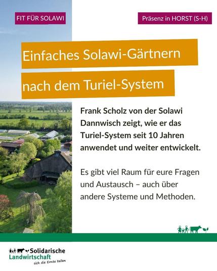 Frank Scholz von der Solawi Dannwisch zeigt, wie er das Turiel-System seit 10 Jahren anwendet und weiter entwickelt. 
Es gibt viel Raum für eure Fragen und Austausch – auch über andere Systeme und Methoden.