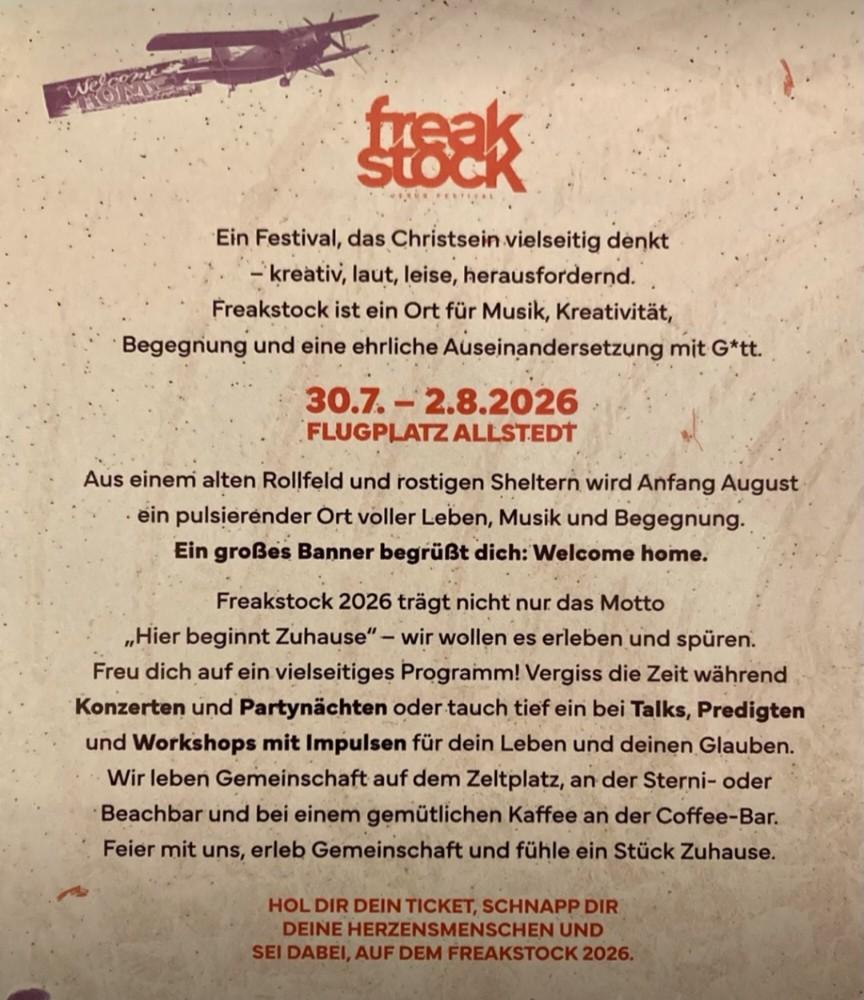 Rückseite Freakstock Flyer