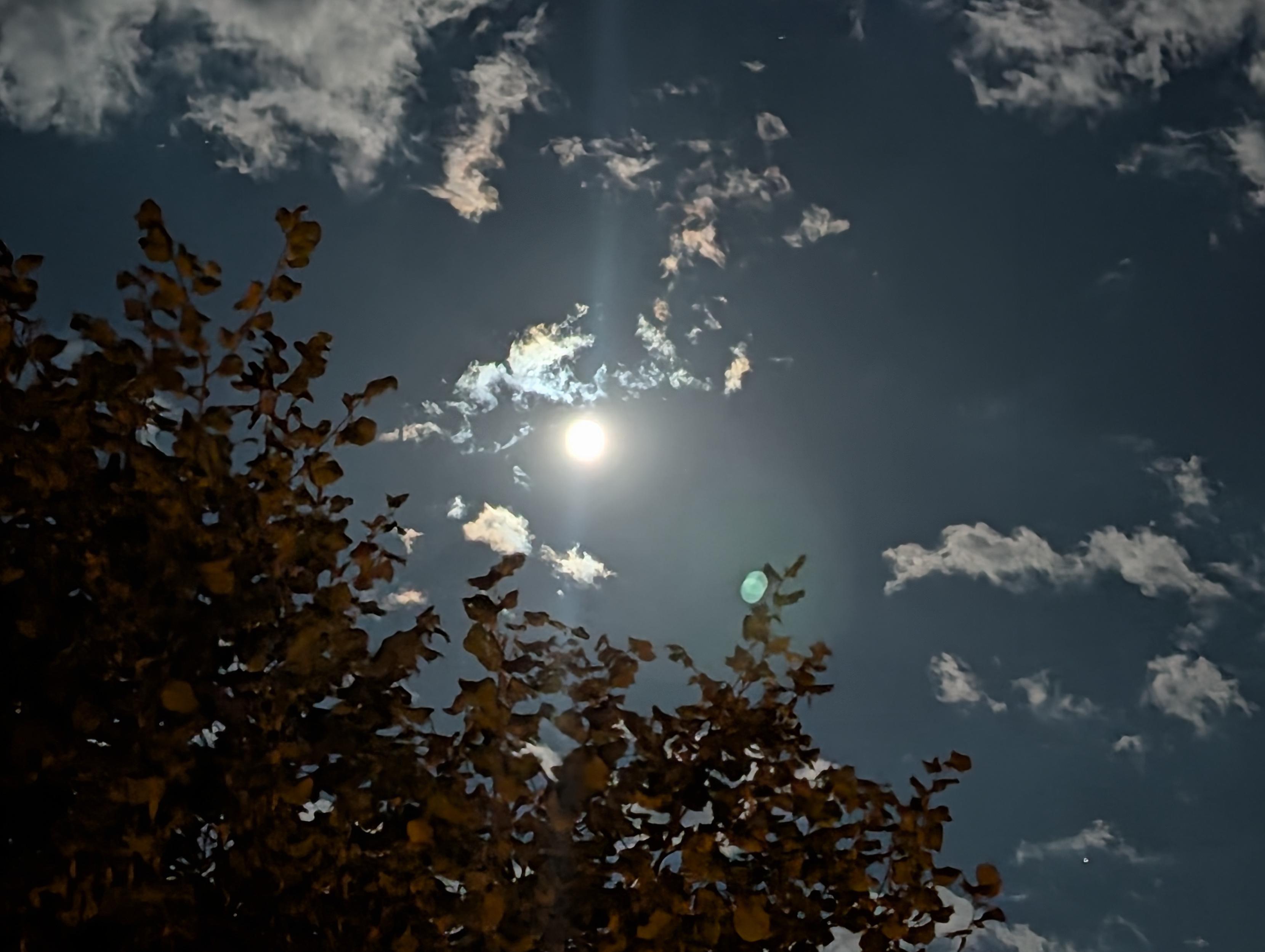nicht shot of the moon between a cloudy environment